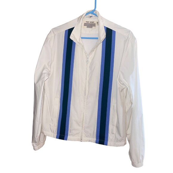 Tory Sport Womens Jacket Size Medium White Full Zip Pockets Microfiber - Picture 6 of 7